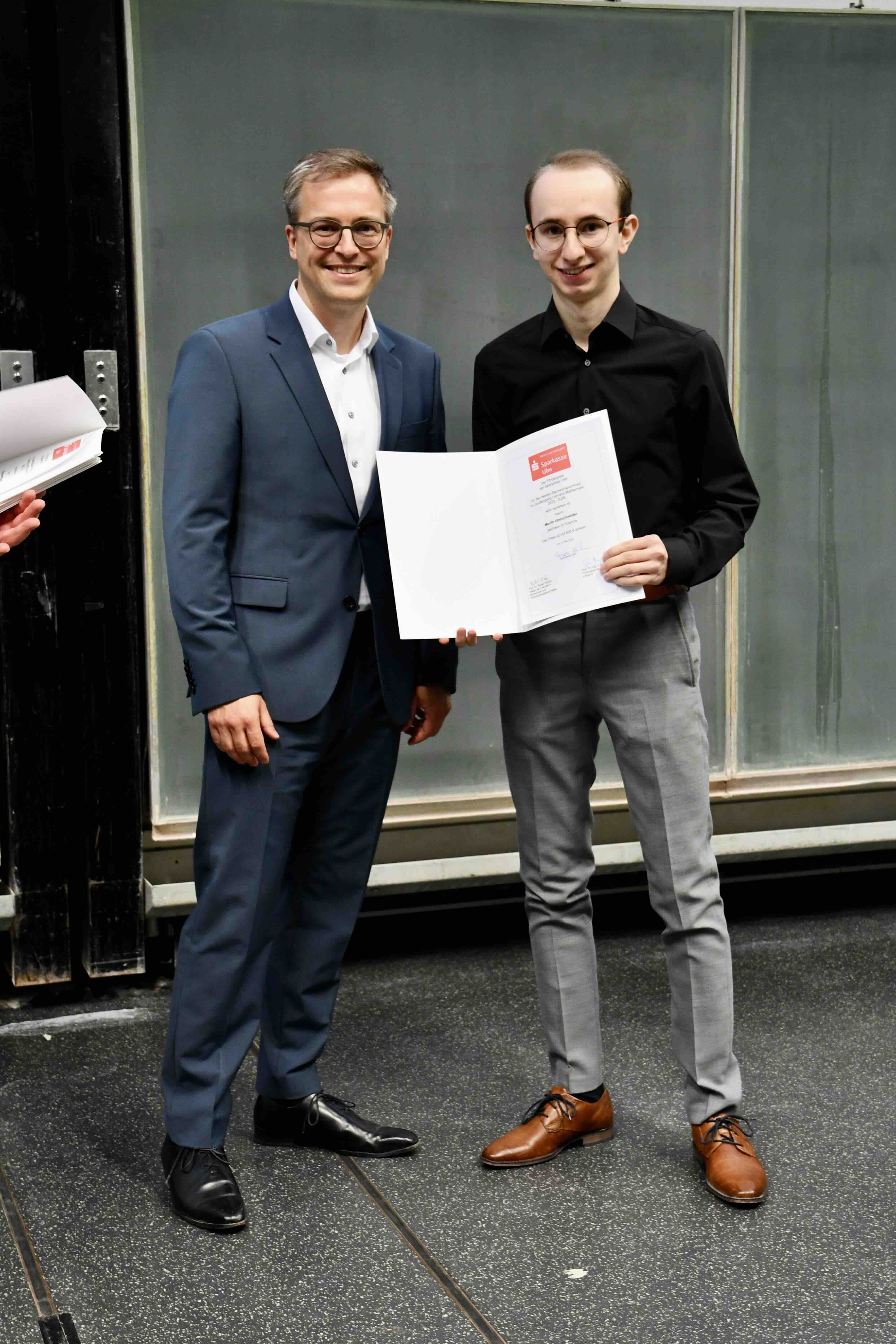 Mr Moritz Ulmschneider has been awarded the prize for the best final results in the BSc Teaching at German Schools.