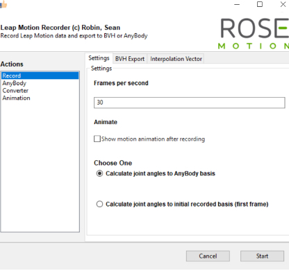 Programmansicht ROSE MOTION