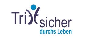 Logo Trittsicher durchs Leben: Blauer Schriftzug
