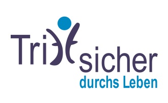 Logo Trittsicher durchs Leben: Blauer Schriftzug