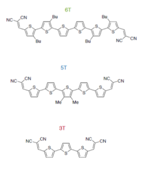 Terthiophene (3T), Quinquethiophene (5T), Sexithiophene (6T) 