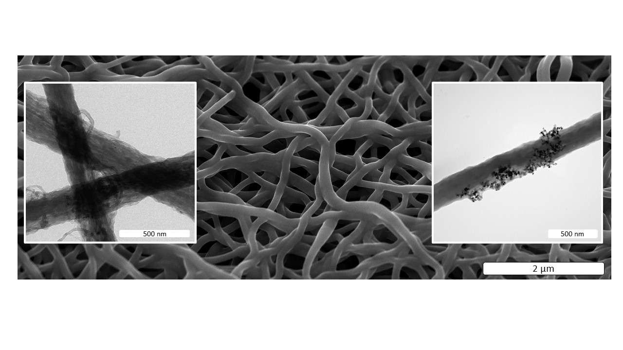 Rasterelektronenmikroskopische Aufnahme von Kohlenstoffnanofasern