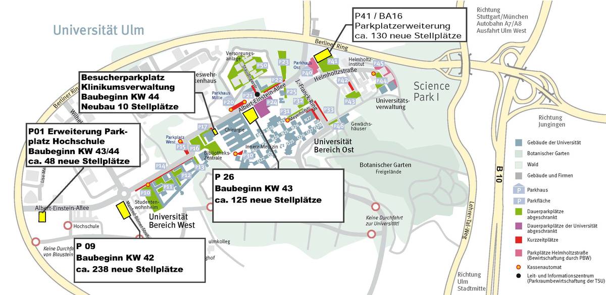 Ersatzparkplätze Sie sehen in der Karte alle Parkplätze und Ersatzparkplätze mit der Anzahl der geplanten Stellplätze