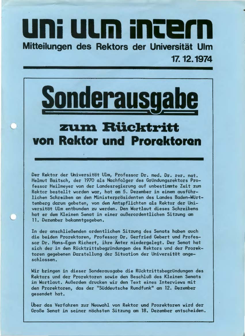 uni ulm intern Sonderausgabe 1974