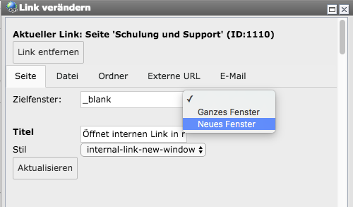 Link in separatem Fenster öffnen