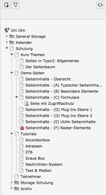 Beispiel für Seitenbaum