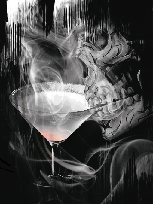 Skelett mit Cocktail