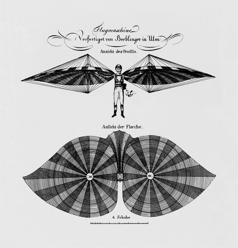 Albrecht Berbling's construction sketch of his aircraft.