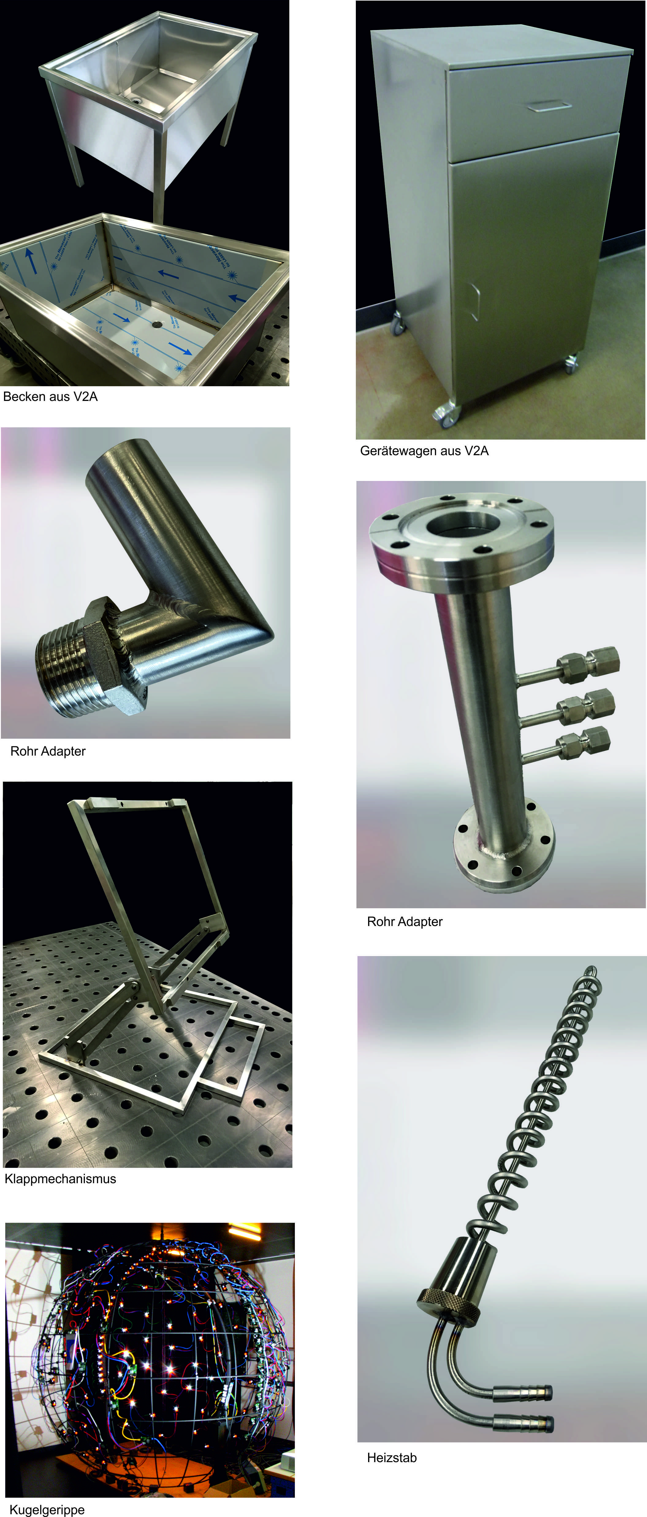 Collage von verschiedenen Metallwerkstücken