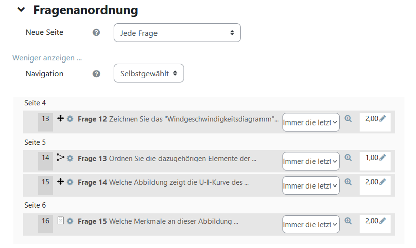 Abschnitt Fragenanordnung