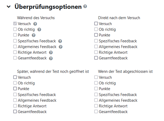 Überprüfungsoptionen