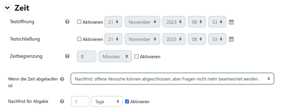 Abschnitt Zeit