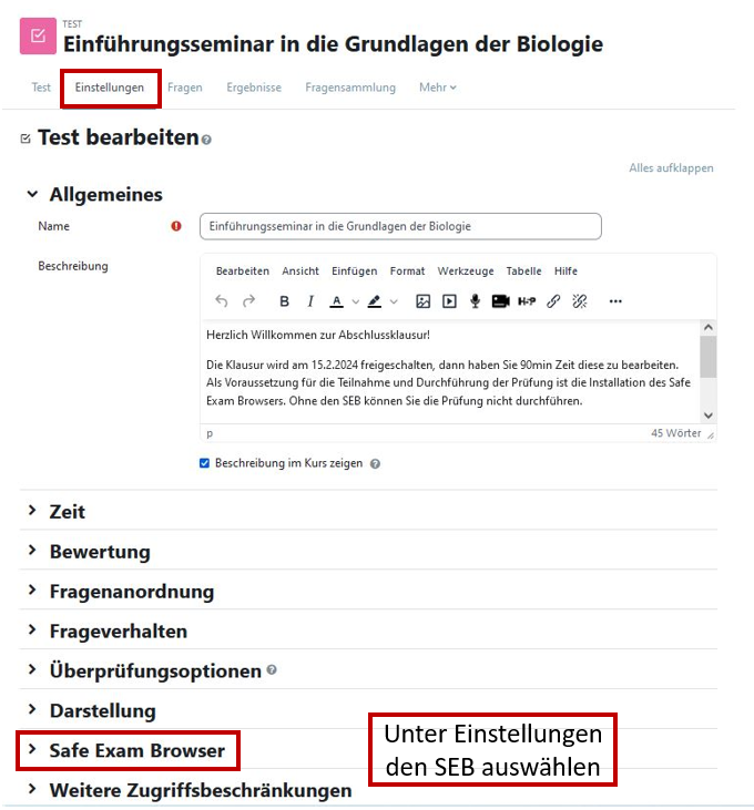 Einstellungen