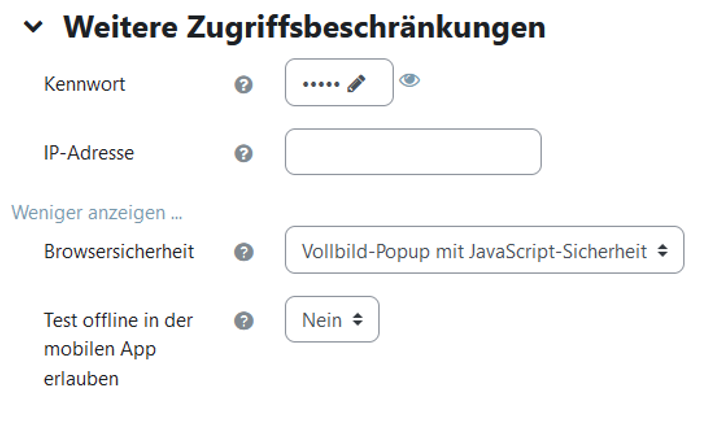 Weitere Zugriffsbeschränkung