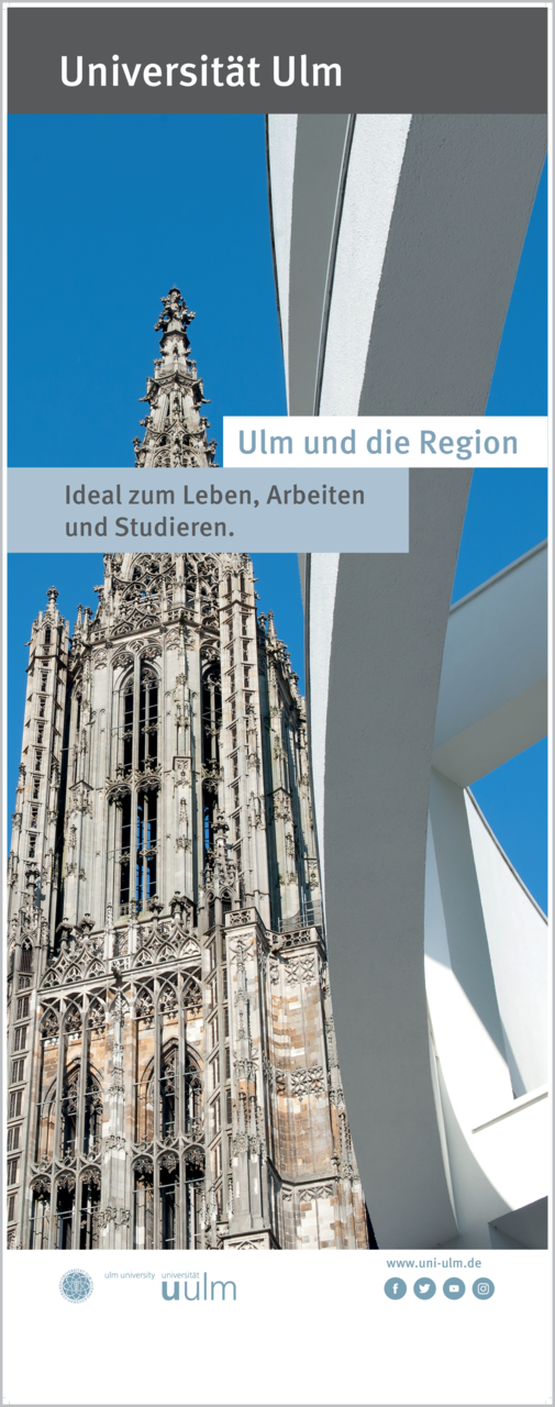 Banner mit Foto des Ulmer Münsters und Text: "Ulm und die Region - Ideal zum Leben, Arbeiten und Studieren"