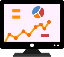 Illustration eines Monitors mit statistischen Grafiken.