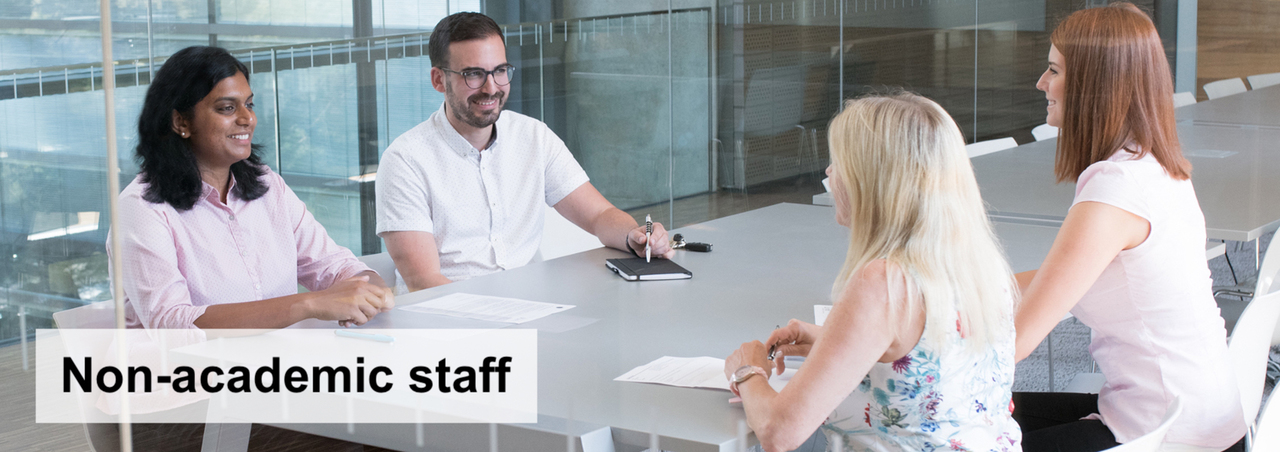 Icon image to the non academic staff. Staff at the meeting table.